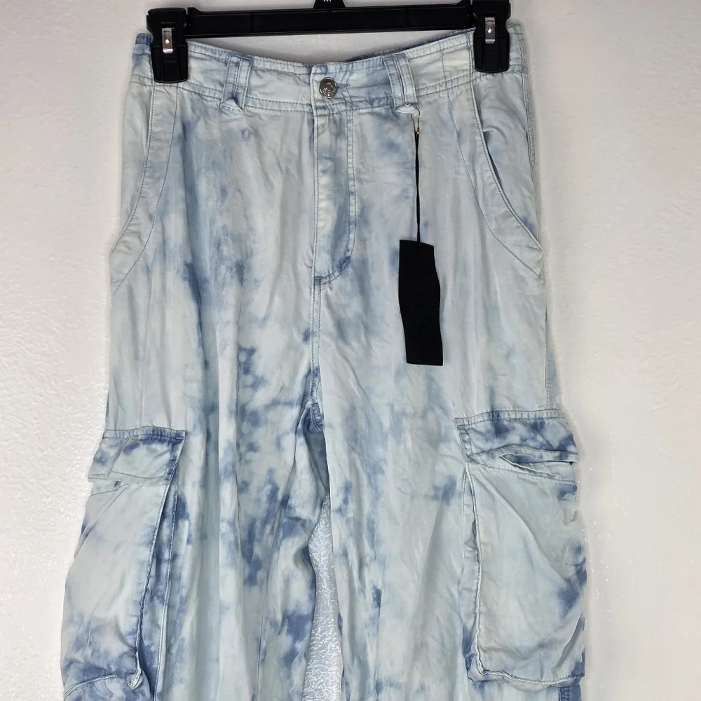 NWT The Nu Vintage Light Blue Tie Dye Cargo Pants Size Medium